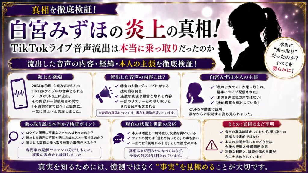 白宮みずほの炎上の真相！TikTokライブ音声流出は本当に乗っ取りだったのか
