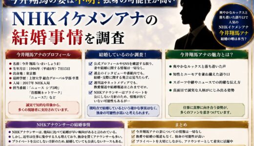 今井翔馬の妻は不明！独身の可能性が高いNHKイケメンアナの結婚事情を調査