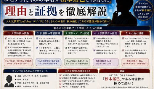 ヨビノリたくみの本名が松本拓巳と判明した理由と証拠を徹底解説