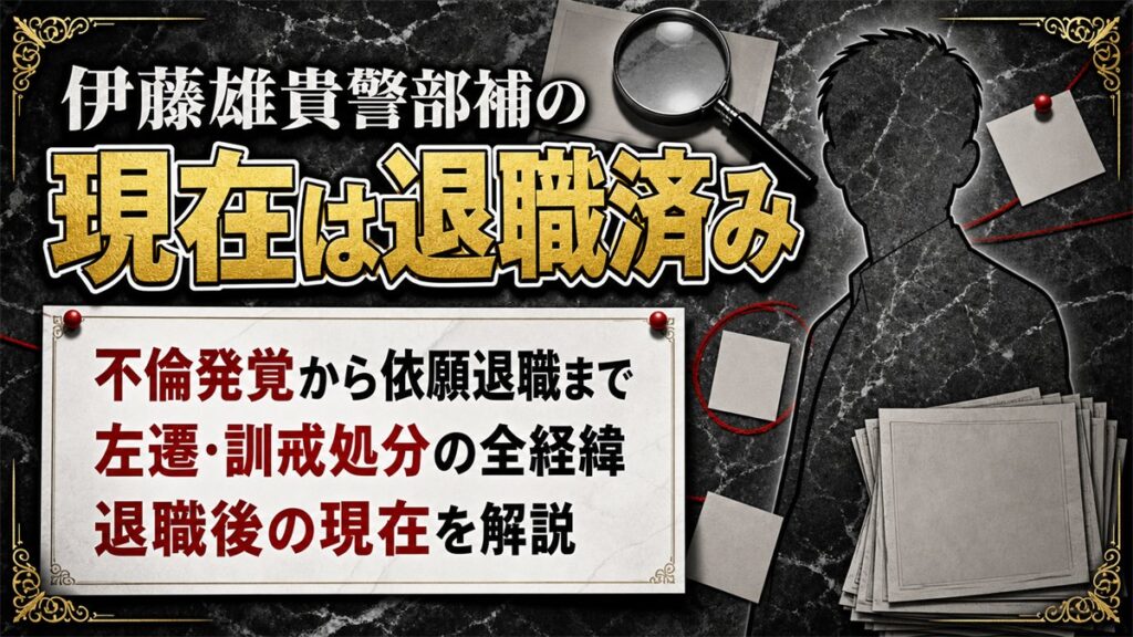 伊藤雄貴警部補の現在は退職済み!不倫発覚から依願退職までの全経緯