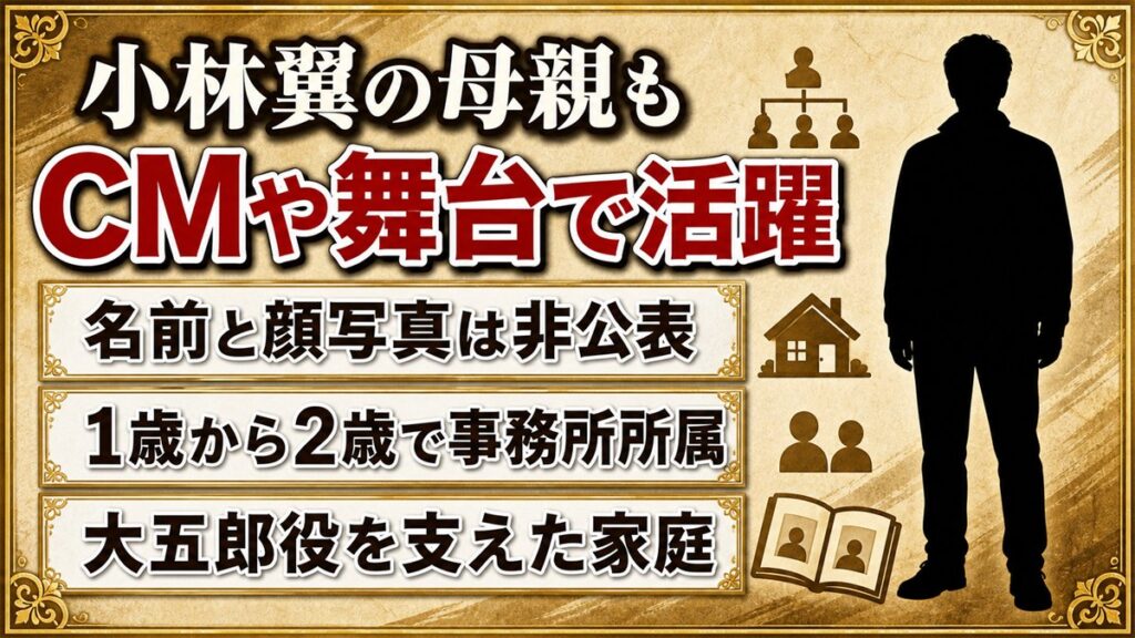 小林翼の母親もCMや舞台で活躍!名前と顔写真が公表されていない理由