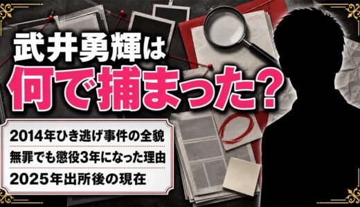 武井勇輝は何で捕まったのか？ひき逃げ無罪でも懲役3年になった理由と出所後の現在