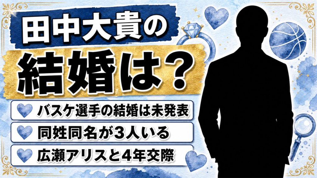 田中大貴のバスケと結婚は未発表!既婚と誤解される同姓同名3人