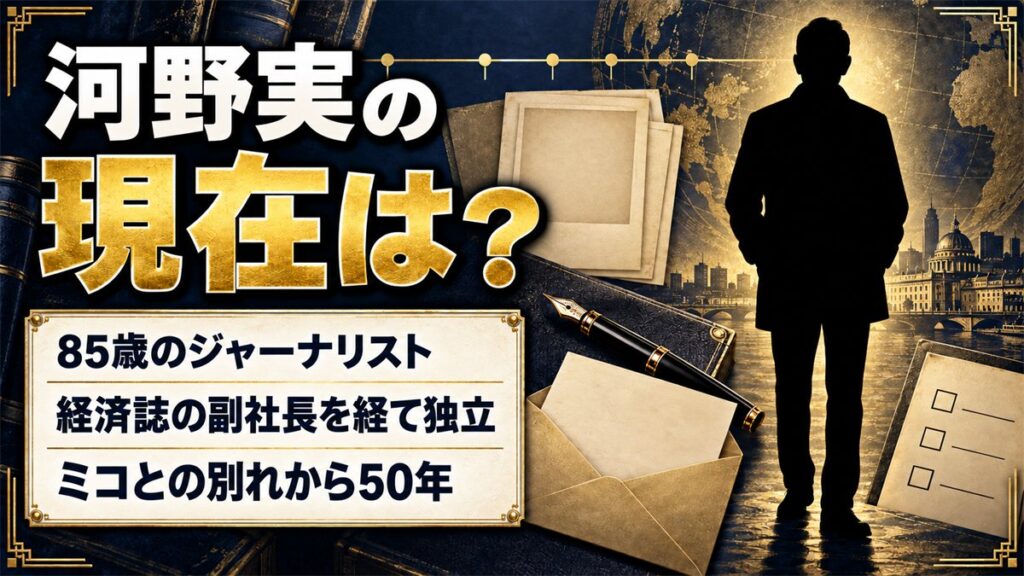 河野実の現在は85歳のジャーナリスト!ミコとの別れから50年の講演で語った半生とは