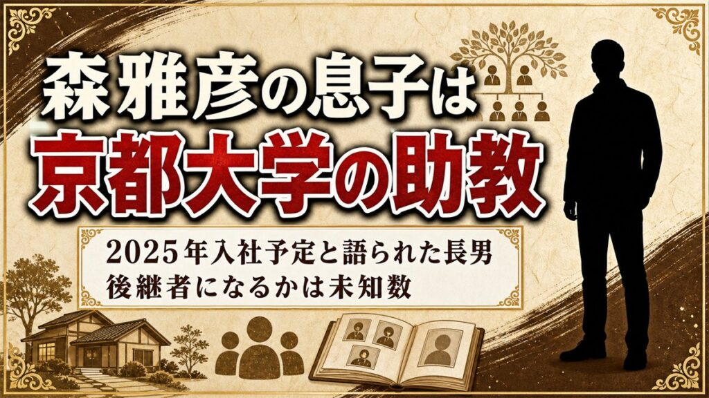 森雅彦の息子は京都大学の助教！2025年入社予定と語られた長男の進路とは？