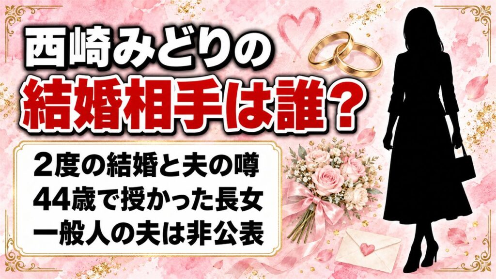 西崎みどりの結婚相手は非公表!2004年に44歳で長女を授かった夫とは?