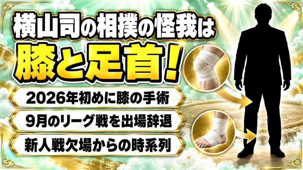 横山司の相撲の怪我は膝と足首!2026年初めの手術と9月のリーグ戦辞退の経緯とは